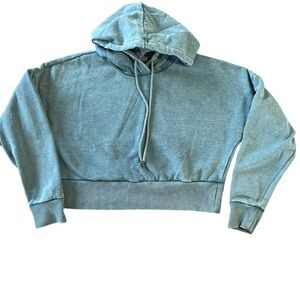 90 Degree By Reflex Teal Cropped Hoodie